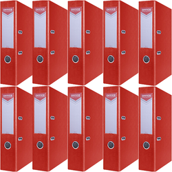 SEGREGATOR A4/75mm OFFICE PRODUCTS Z DŹWIGNIĄ PP CZERWONY 10 SZTUK