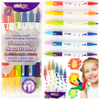 FLAMASTRY DWUSTRONNE ZMIENIAJĄCE KOLOR MAZAKI STRIGO 6 KOLORÓW SZKOLNE