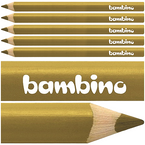 KREDKA BAMBINO TRÓJKĄTNA W DREWNIANEJ OPRAWIE GRUBA JUMBO ZŁOTA - 5 szt.
