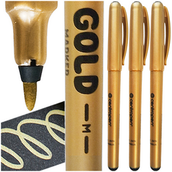 MARKER PISAK FLAMASTER PERMANENTNY NIEZMYWALNY ZŁOTY 1mm CENTROPEN - 3 szt.
