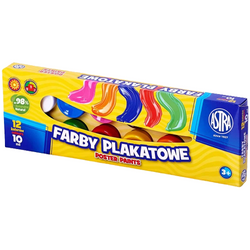 FARBY PLAKATOWE SZKOLNE 12 KOLORÓW 10ml ASTRA INTENSYWNE BARWY
