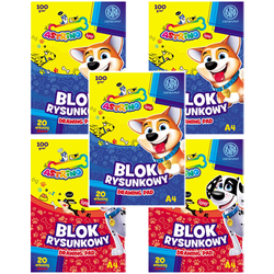 BLOK RYSUNKOWY BIAŁY A4 20 KARTEK 100g SZKOLNY ASTRINO ASTRA - 5 sztuk