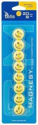 MAGNESY EMOTIKONY BUŹKI DO TABLIC ŻÓŁTE OCZKO  20mm 8SZT TETIS