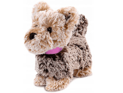 INTERAKTYWNY PIESEK CHODZĄCY NA SMYCZY SZCZEKA RUSZA OGONKIEM BRĄZOWY