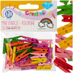 SPINACZE DREWNIANE TĘCZOWE KLAMERKI DEKORACYJNE 50 sztuk ASTRA CREATIVO