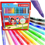 MAZAKI FLAMASTRY PISAKI SZKOLNE ZMYWALNE ETUI STABILO POWER 18 ŻYWYCH KOL.