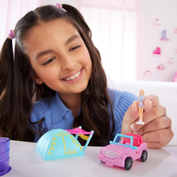 BARBIE LALKA SAMOCHÓD TERENÓWKA NAMIOT ZMIENIA KOLORY BARBIELAND MATTEL