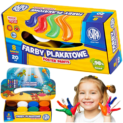 FARBY PLAKATOWE 8 KOLORÓW 20 ML WYRAZISTE INTENSYWNE SZKOLNE ASTRA