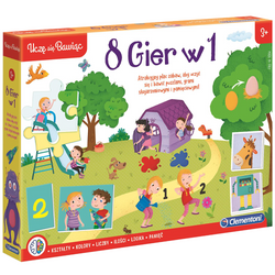 GRA PLANSZOWA EDUKACYJNA 8 GIER W 1 MEMO UCZĘ SIĘ BAWIĄC PUZZLE CLEMENTONI