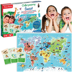 ODKRYWAMY ŚWIAT MAPA PUZZLE 124 ELEMENTY QUIZY CIEKAWOSTKI CLEMENTONI