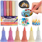 MARKERY AKRYLOWE TRÓJKĄTNE KOŃCÓWKA PĘDZELKOWA 6 NASYCONYCH KOLORÓW STRIGO