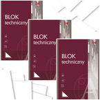 BLOK TECHNICZNY BIAŁY A4 10 kartek 190g/m2 SZKOLNY UNIPAP MAJEWSKI - 3 szt.