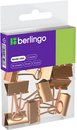 KLIPSY BIUROWE DO PAPIERU NA DOKUMENTY RÓŻOWE ZŁOTO 10 SZTUK 19 mm BERLINGO
