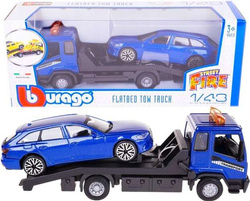 LAWETA HOLOWNIK Z SAMOCHODEM OSOBOWYM AUDI A6 MODEL BBURAGO 1/43