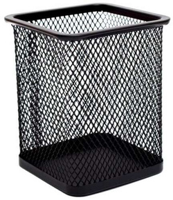 PRZYBORNIK SIATKOWY KWADRATOWY NA BIURKO TRES METALOWY ORGANIZER CZARNY