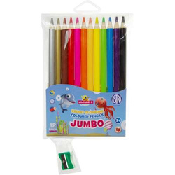 KREDKI OŁÓWKOWE ASTRA JUMBO OKRĄGŁE 12 ŻYWYCH KOLORÓW TEMPERÓWKA MINI MINI