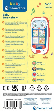 SMARTFON TELEFON INTERAKTYWNY EDUKACYJNY ODGŁOSY ZWIERZĄT CLEMENTONI