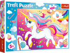 PUZZLE 100 PIĘKNY JEDNOROŻEC KOŃ KONIK PEGAZ SŁODYCZE UKŁADANKA TREFL 16386