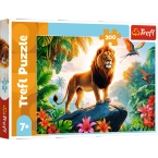 PUZZLE 200 LEW KRÓL DŻUNGLI PTAKI DRZEWA LAS KWIATY UKŁADANKA TREFL 13329