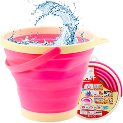 WIADRO SKŁADANE WIADERKO SILIKONOWE UNIWERSALNE DO PIASKU NA WODĘ RÓŻOWE