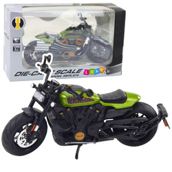 MOTOCYKL MOTOR CHOPPER METALOWY ŚWIATŁA DŹWIĘK 1:12 ZIELONY CRUISER