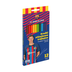 KREDKI OŁÓWKOWE FC BARCELONA ASTRA TRÓJKĄTNE 12 KOLORÓW SZKOLNE WYRAZISTE