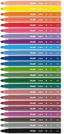 FLAMASTRY PISAKI MAZAKI ZE STOŻKOWĄ KOŃCÓWKĄ 24 INTENSYWNE KOLORY MILAN