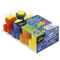 FARBY DO MALOWANIA PALCAMI STEMPELKI 8 KOLORÓW KIDEA PĘDZELEK PUZZLE