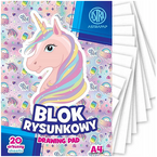 BLOK RYSUNKOWY BIAŁY A4 20 KARTEK ASTRA SZKOLNY NA PLASTYKĘ JEDNOROŻEC