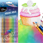 KREDKI HOLOGRAFICZNE OŁÓWKOWE TRÓJKĄTNE 12 KOLORÓW DO KOLOROWANIA KIDEA