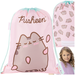WOREK SZKOLNY NA BUTY Z IMIENIEM PUSHEEN KAPCIE OBUWIE RÓŻOWY KOTEK