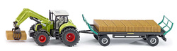 TRAKTOR Z CHWYTAKIEM BEL I PRZYCZEPĄ CLAAS - SIKU
