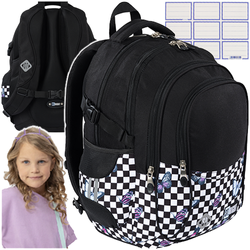 PLECAK SZKOLNY 4-KOMOROWY ST.RIGHT BP-01 SZACHOWNICA Z MOTYLAMI + NAKLEJKI