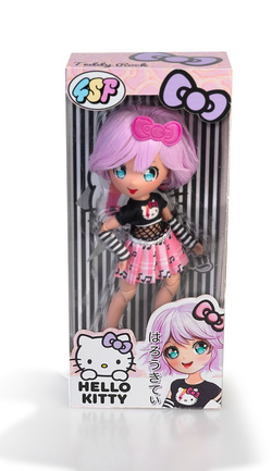 LALKA TEDDY ROCK HELLO KITTY MANGA MODA JAPOŃSKA PRZEGUBOWA FIOLETOWA