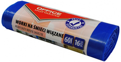 WORKI NA ŚMIECI WIĄZANE OFFICE PRODUCTS 16 SZTUK 60L NIEBIESKIE - 3 sztuki