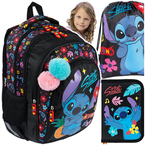 PLECAK SZKOLNY 4-KOMOROWY PIÓRNIK WOREK 3w1 ST.MAJEWSKI STITCH ALOHA CZARNY