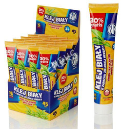 KLEJ SZKOLNY BIAŁY W TUBIE 45ml O ZAPACHU ZIELONEJ HERBATY ASTRA - 10 sztuk