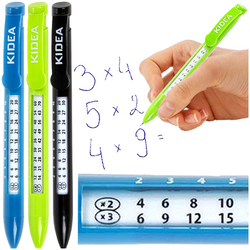 DŁUGOPIS NIEBIESKI AUTOMATYCZNY Z TABLICZKĄ MNOŻENIA ŚCIĄGA KIDEA - 3 szt.