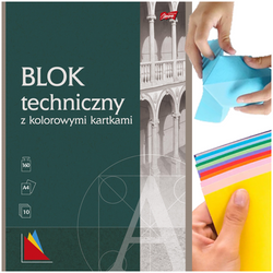 BLOK TECHNICZNY KOLOROWY FORMAT A4 10 kartek 160g/m2 UNIPAP MAJEWSKI