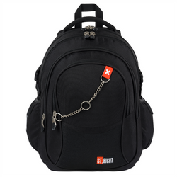 PLECAK SZKOLNY 4-KOMOROWY ST.RIGHT BP-01 CZARNY X WHITE + NAKLEJKI