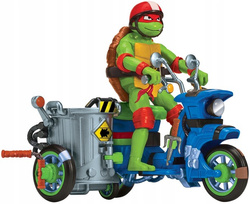 FIGURKI WOJOWNICZE ŻÓŁWIE NINJA MOTOCYKL + RAPHAEL