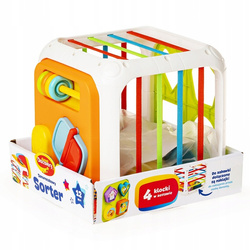 SZNURECZKOWY SORTER KSZTAŁTÓW KOSTKA SENSORYCZNA ROZWIJAJĄCA MOTORKĘ DUMEL