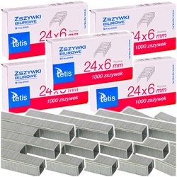 ZSZYWKI BIUROWE TETIS STALOWE SREBRNE BIUROWE 24/6 mocne - 5000 SZTUK