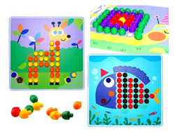 UKŁADANKA MOZAIKA SPRYTNE OCZKO PINEZKI GRZYBKI ZWIERZĄTKA 240 EL. ASKATO