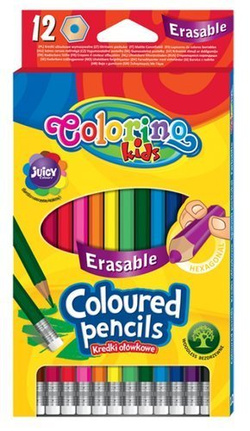 KREDKI OŁÓWKOWE Z GUMKĄ WYMAZYWALNE 12 K COLORINO 