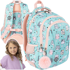 PLECAK SZKOLNY 3-KOMOROWY ST.RIGHT MAJEWSKI BP-26 PASTELOWE KOTKI KOTY