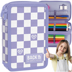 PIÓRNIK DWUKOMOROWY SZKOLNY Z WYPOSAŻENIEM BACKUP SZACHOWNICA FIOLETOWA