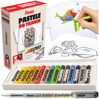 ZESTAW KREATYWNY PASTELE DO TKANIN 15 KOLORÓW + DŁUGOPIS + KOSZULKA PENTEL