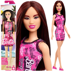 BARBIE LALKA STYLOWA BRUNETKA W SUKIENCE DŁUGIE WŁOSY UBRANKO MATTEL