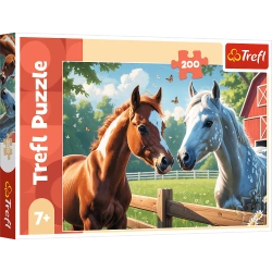PUZZLE 200 KONIE NA POLANIE RUMAKI ZAGRODA ZWIERZĘTA UKŁADANKA TREFL 13328